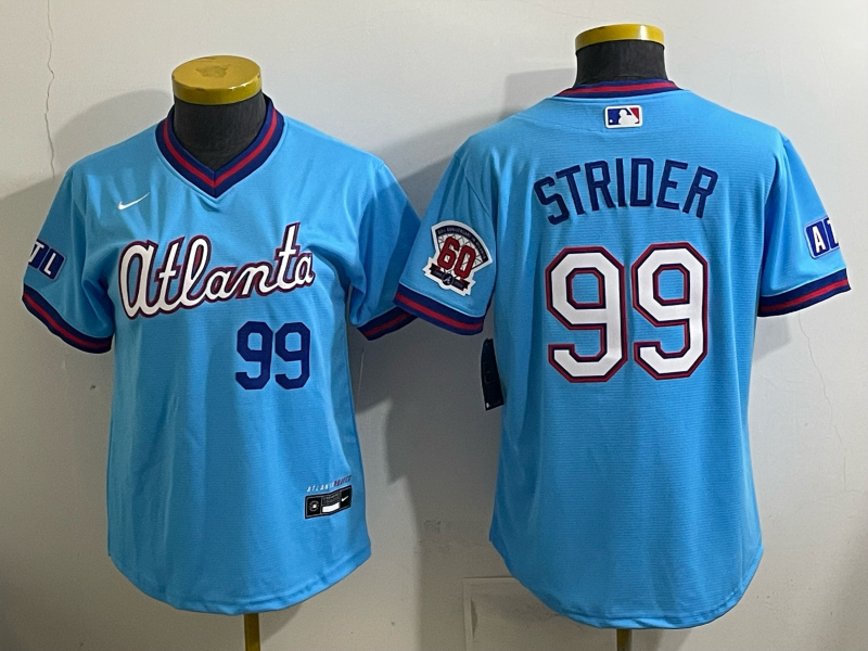 women Atlanta Braves #99 Strider blue Nike 2026 Jersey 052007->san antonio spurs->NBA Jersey